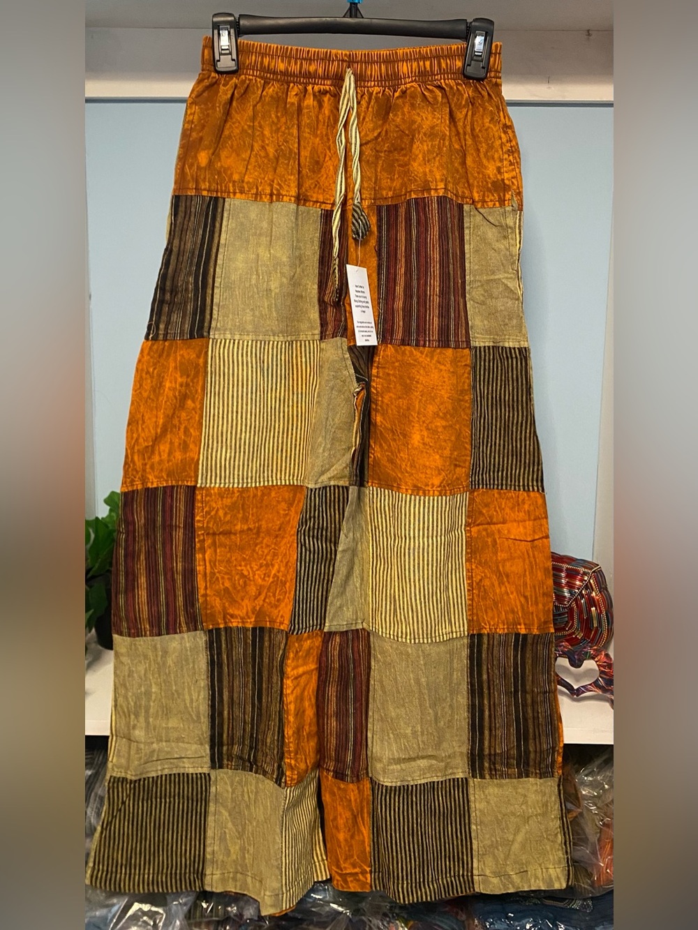 Boho Kantha Shades of Brown, Orange & Tan Patchwork Pants